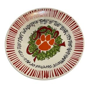 Clemson Tigers Magnolia Lane Christmas Plate T Cabells Too Holiday Paw 11 Inch